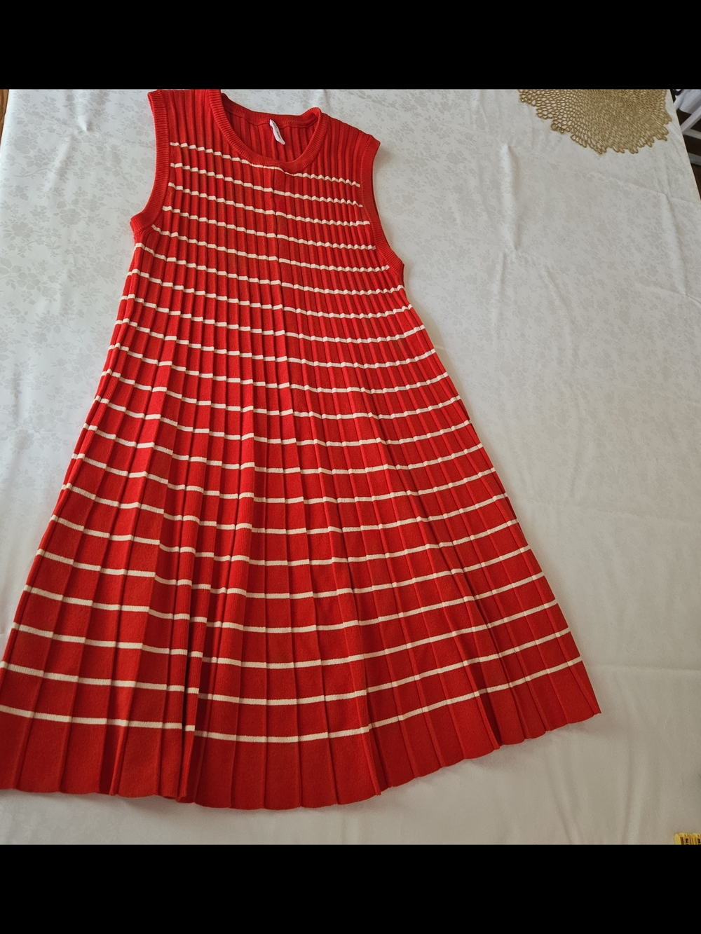 ​Wishlist Red White Striped Ribbed Knit Sleeveless Midi Dress A-Line Size L - Picture 9 of 9